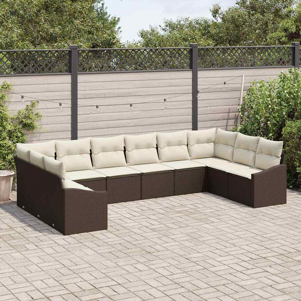 Garten Essgruppe mit Kissen mit Speicher 10 pcs Braun und Creme